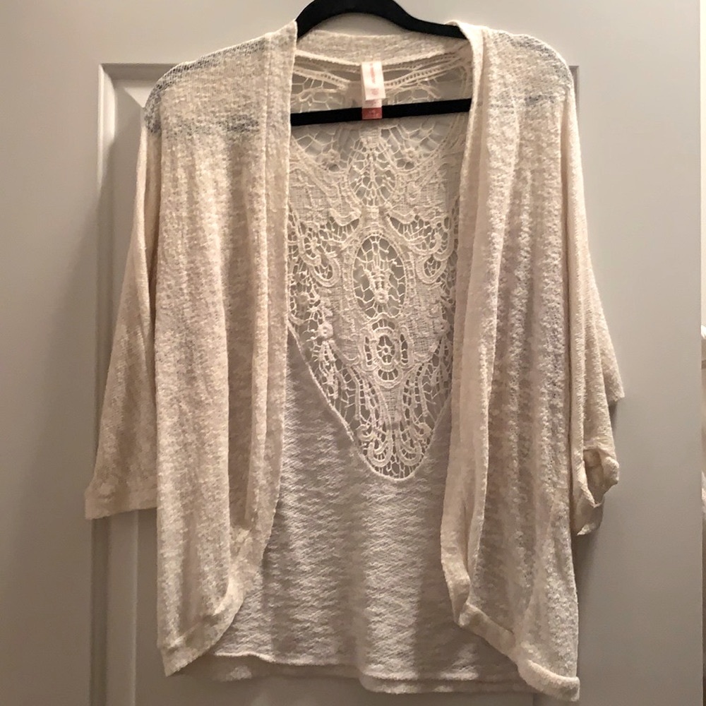 No Boundaries Cream Cardigan Sweater - Size L/G